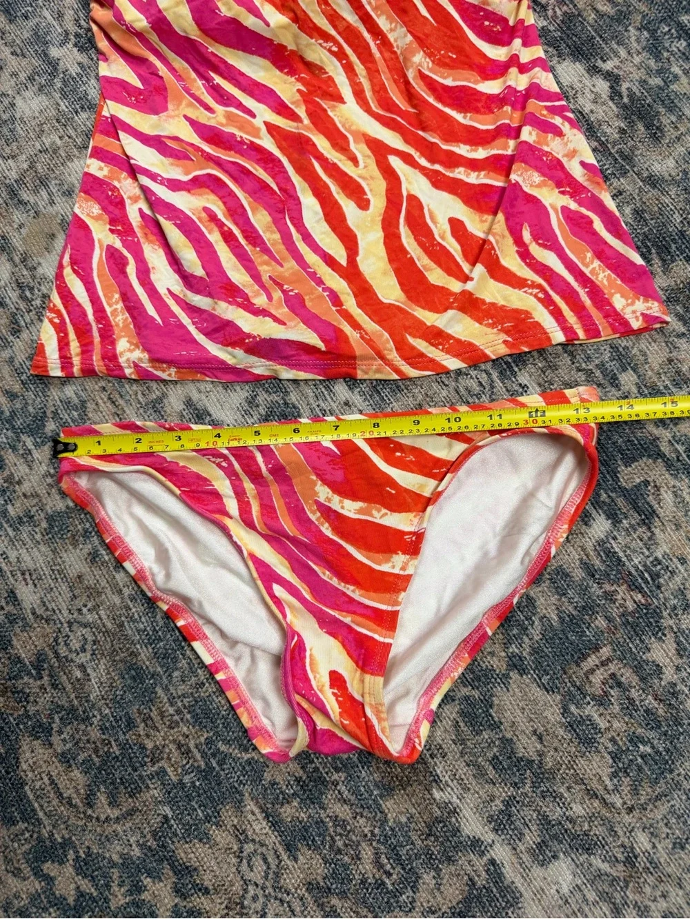 Vintage Y2K DKNY Neon Zebra Tankini 2 Piece Swim Set‎ Bikini XS